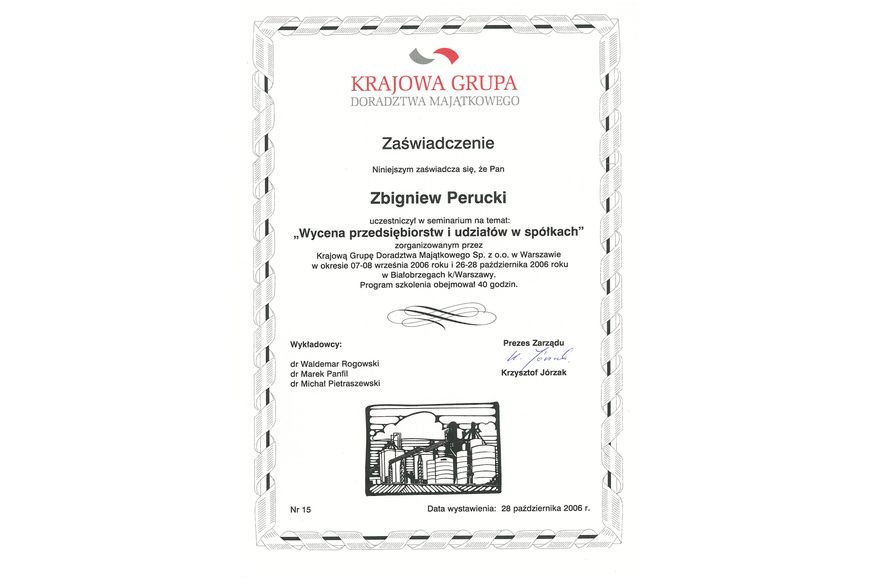 Zdjęcie certyfikatu
