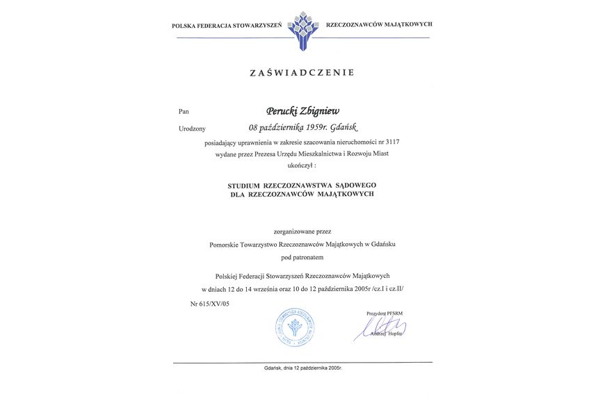 Zdjęcie certyfikatu