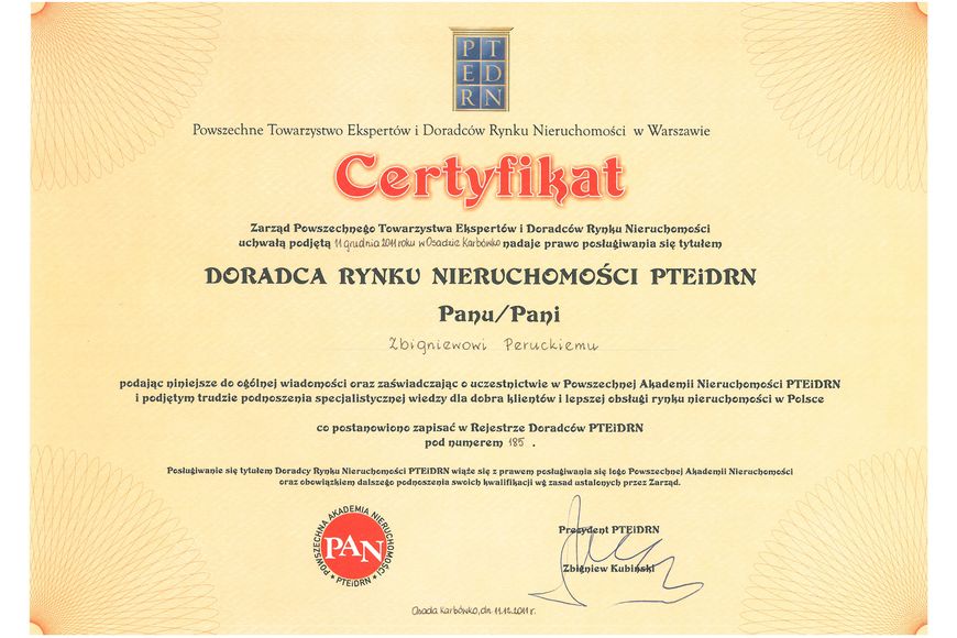 Zdjęcie certyfikatu